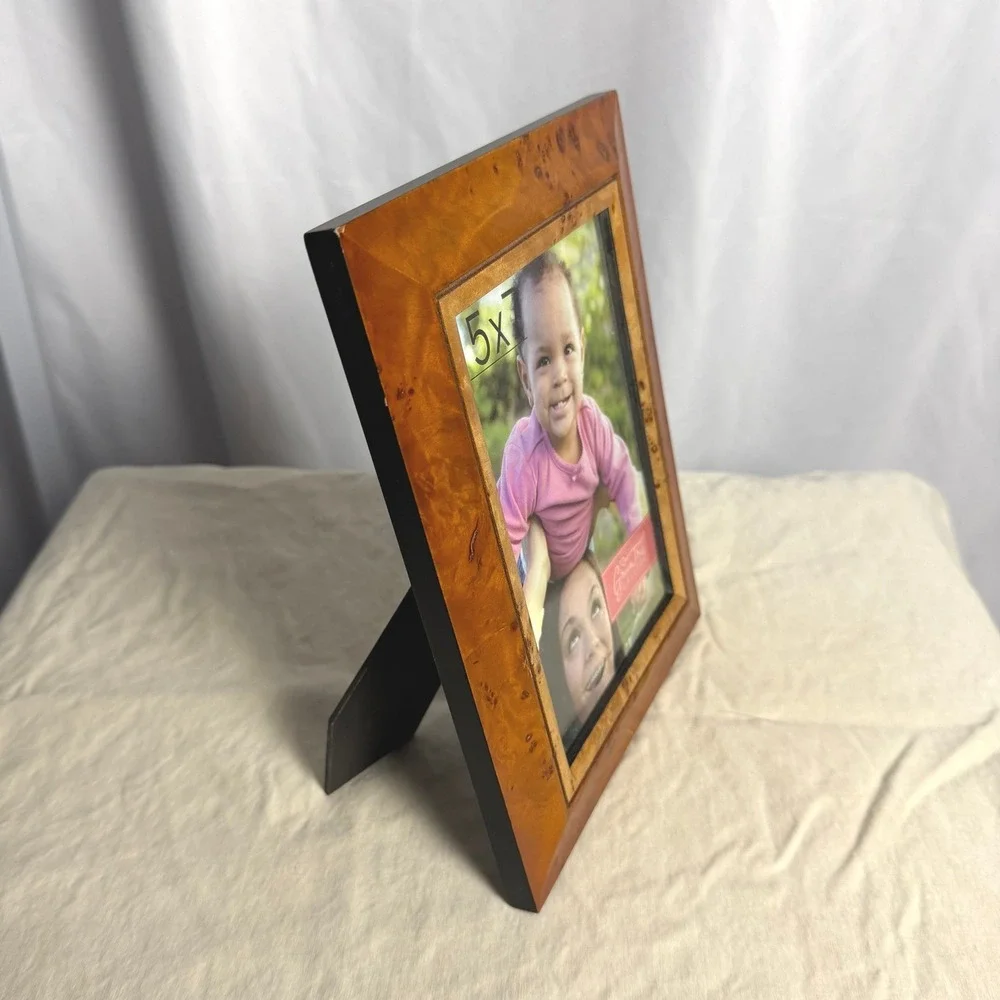 New Green Tree Gallery Burlwood 5x7 Picture Frame Glossy Amber Old Money Gift